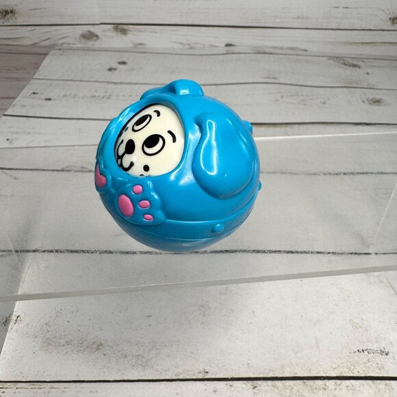 1996 McDonald’s Fisher Price Puppy Roly Poly Toy Blue Heart Design Vintage - Picture 2 of 5